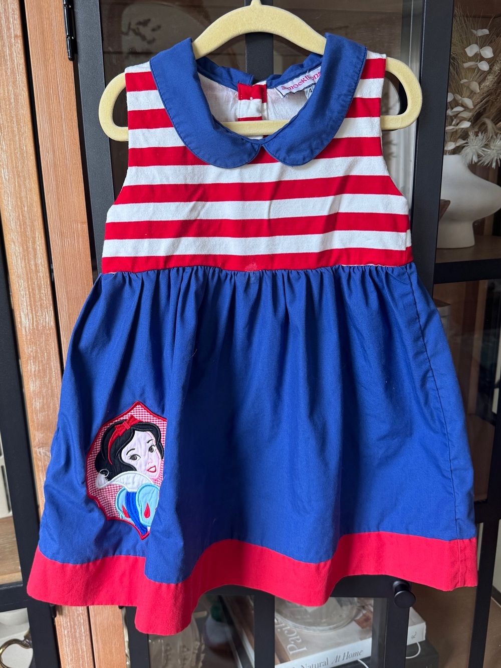 Smocktions Snow White appliqué dress princess toddler girl collar